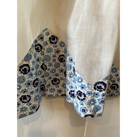 Two Vintage 60s Sheer Half Aprons Pink Blue Floral Print - Picture 9 of 12